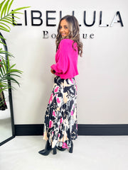 The Laura - Pink Floral Print Skirt