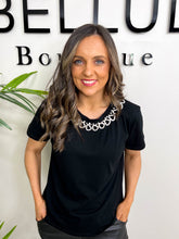 The Adrienne - Heart Embellished Collar T-Shirt