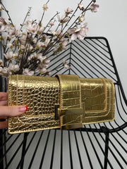 The Ashley - Snake Print Leather Clutch