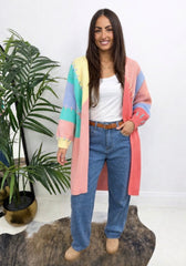 The Delilah - Long Line Multi-Coloured Patchwork Cardigan