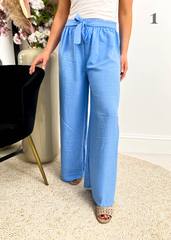 The Hazel - Denim Effect Wide Leg Trousers