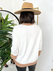 The Tyla - Beige Colour Block Knit