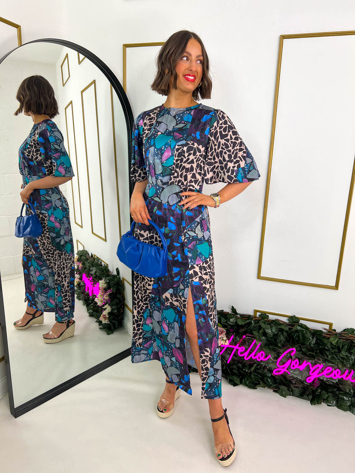The Paloma - Mixed Print Midi Dress