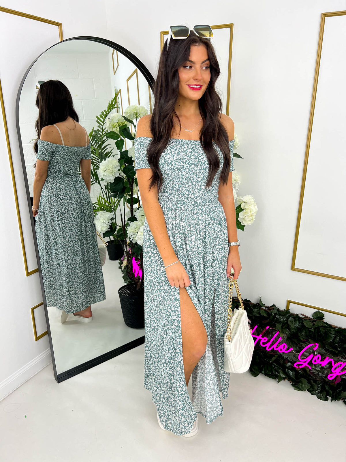 The Claudia - Bardot Floral Dress