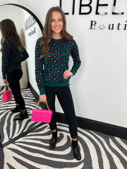 The Callie - Green and Fuchsia Floral Knit