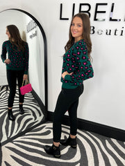 The Callie - Green and Fuchsia Floral Knit