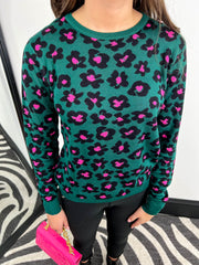The Callie - Green and Fuchsia Floral Knit