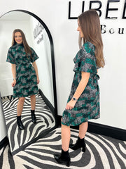 The Patricia - Green and White Spotty Mini Dress