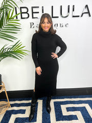 The Martha - Knitted Roll Neck Midi Dress