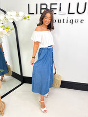 The Willow - Faux Denim Maxi Skirt
