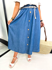 The Willow - Faux Denim Maxi Skirt