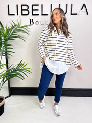 The Jules - Striped Jumper with Shirt Detail