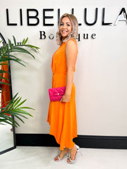 The Abby - Orange High Neck Dress