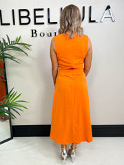 The Abby - Orange High Neck Dress