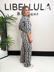 The Isla - Chain Print Wide Leg Trousers