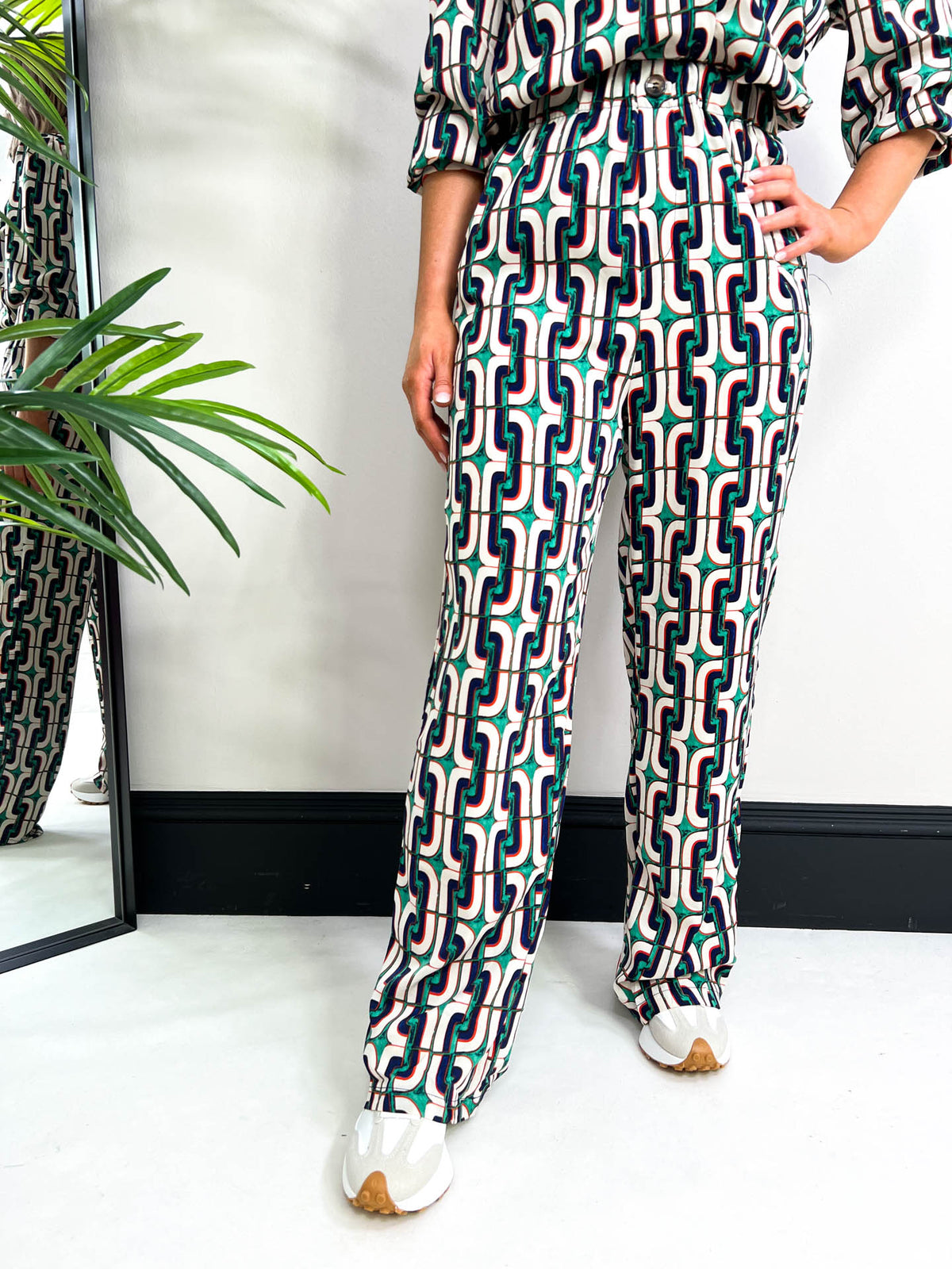 The Isla - Chain Print Wide Leg Trousers