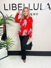 The Brooke - Red Leopard Blouse