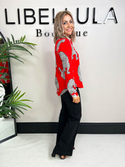 The Brooke - Red Leopard Blouse