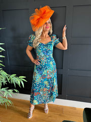 The Michelle - Blue Floral Midi Dress