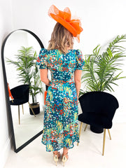 The Michelle - Blue Floral Midi Dress