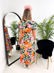 The Odette - Orange Floral Maxi Dress