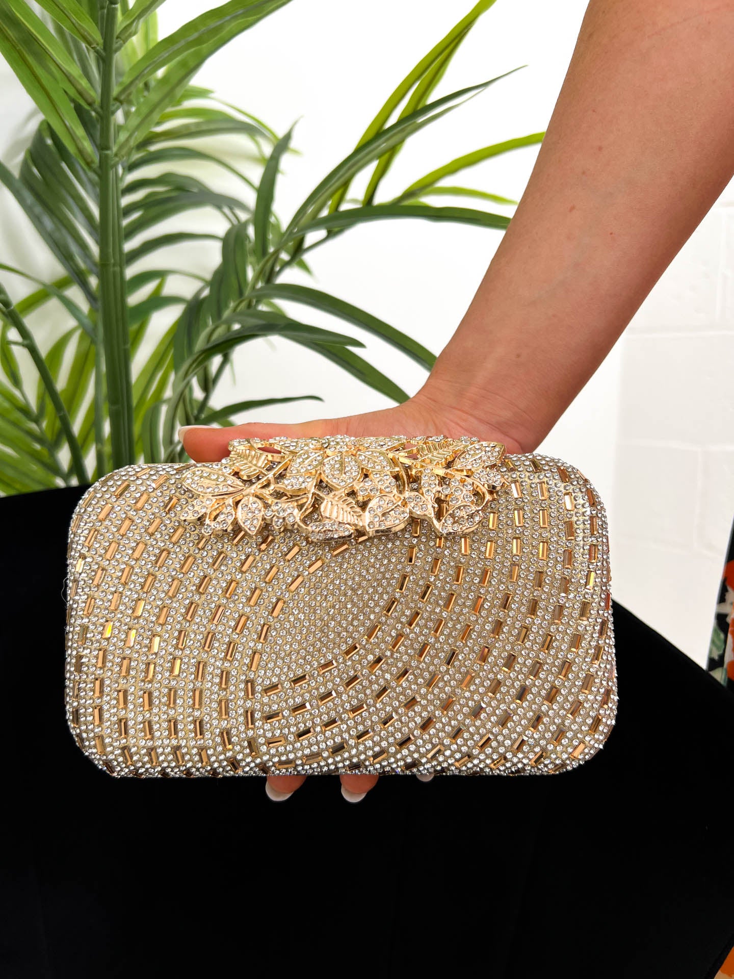 The Stella - Diamante Leaf Clutch