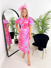 The Corrine - Pink Multi Animal Midi Dress