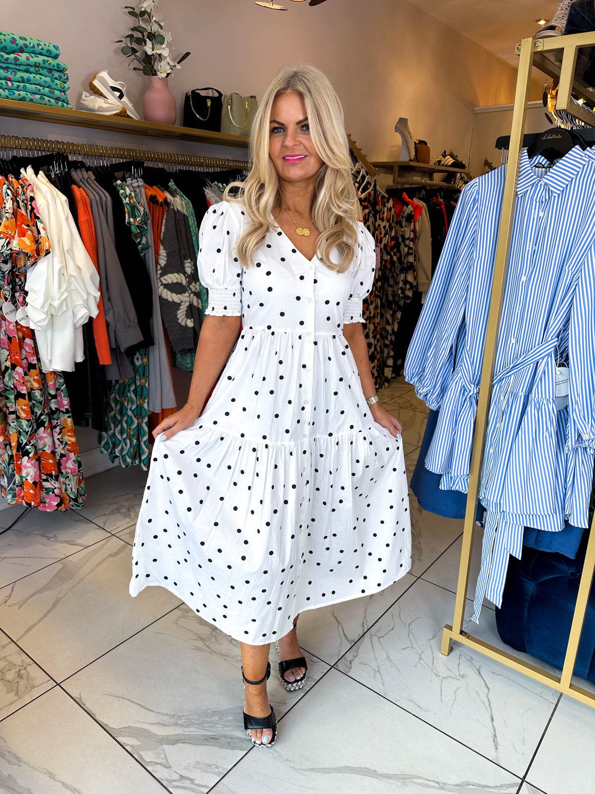 The Ariella - Polka Dot Maxi Dress