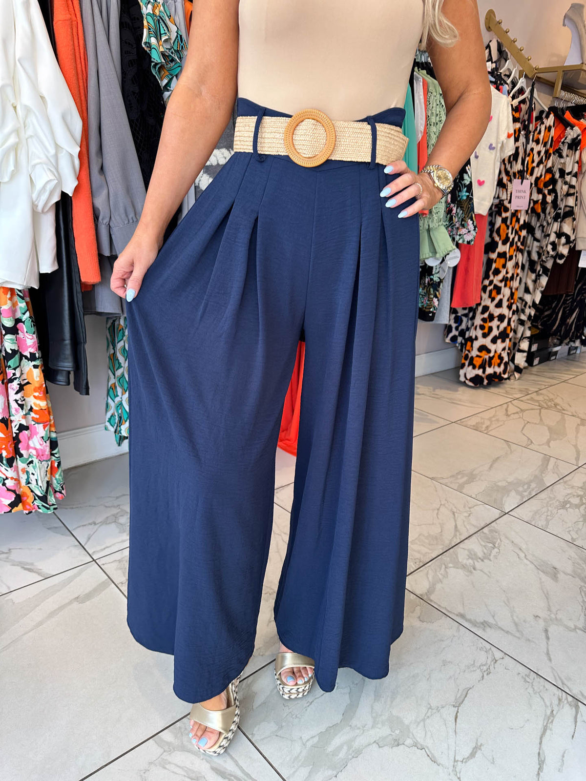 The Crystal - Wide Leg Trousers With Belt