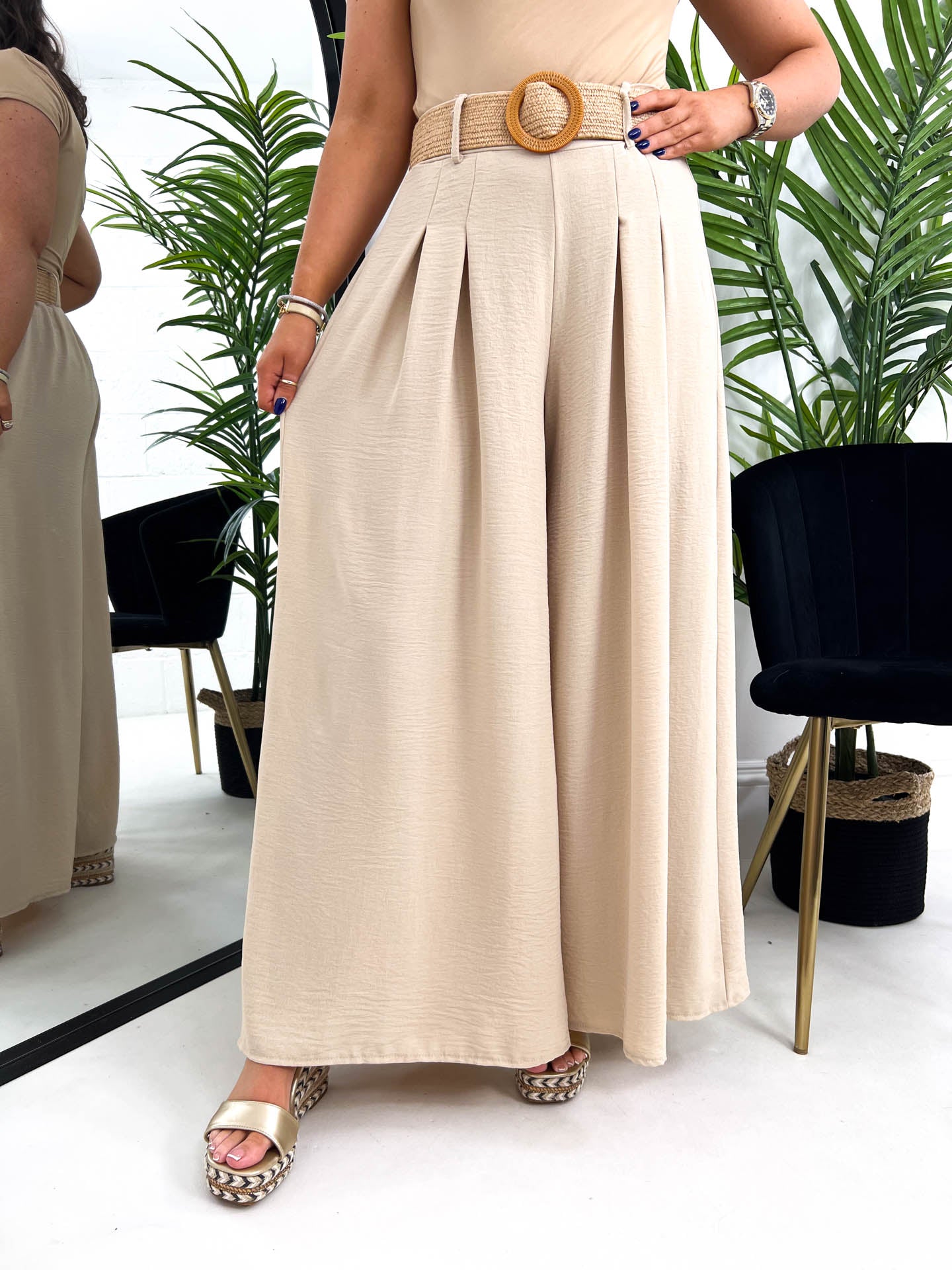 The Crystal - Wide Leg Trousers With Belt