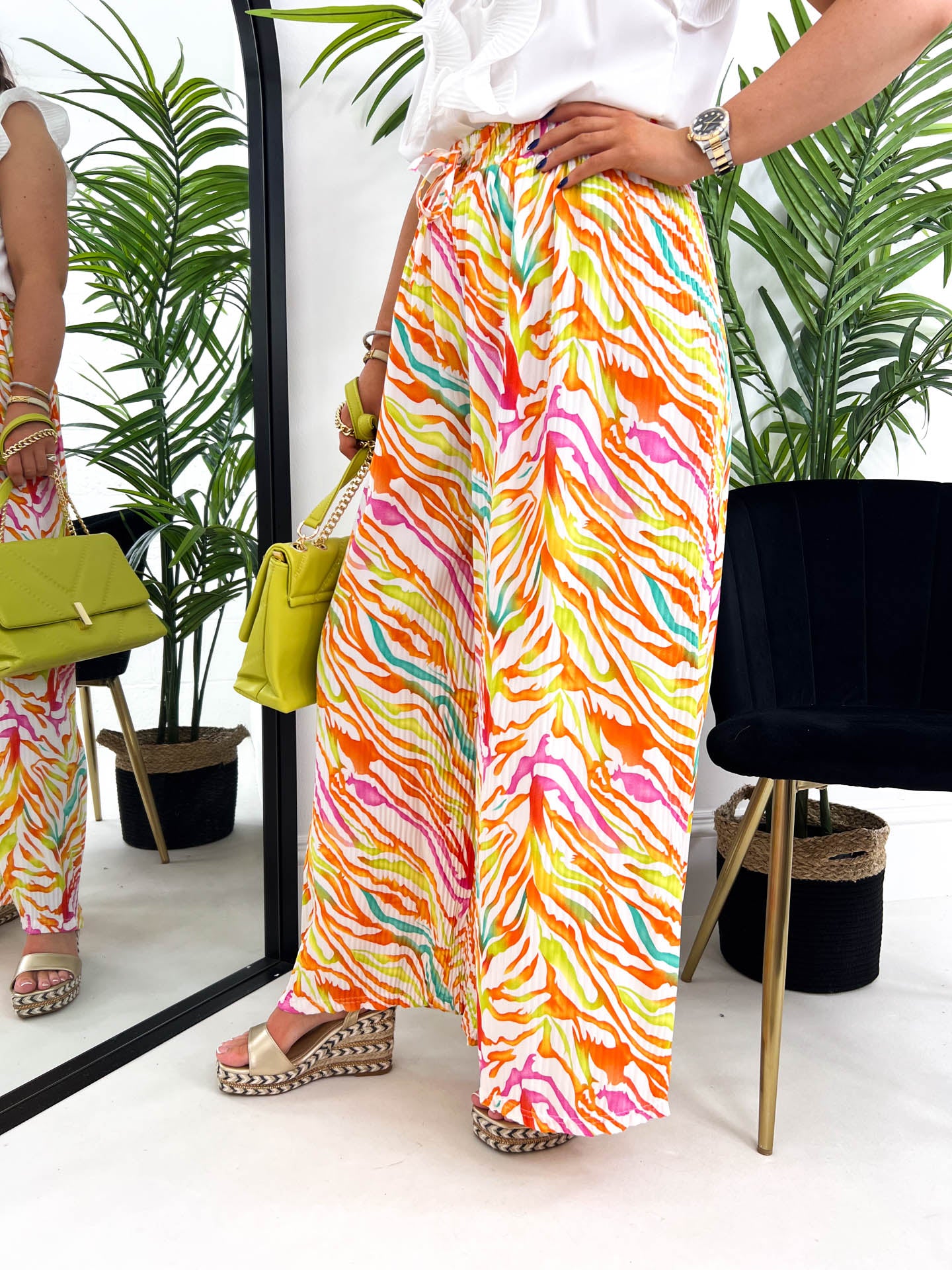 The Maeve - Print Plisse Trousers