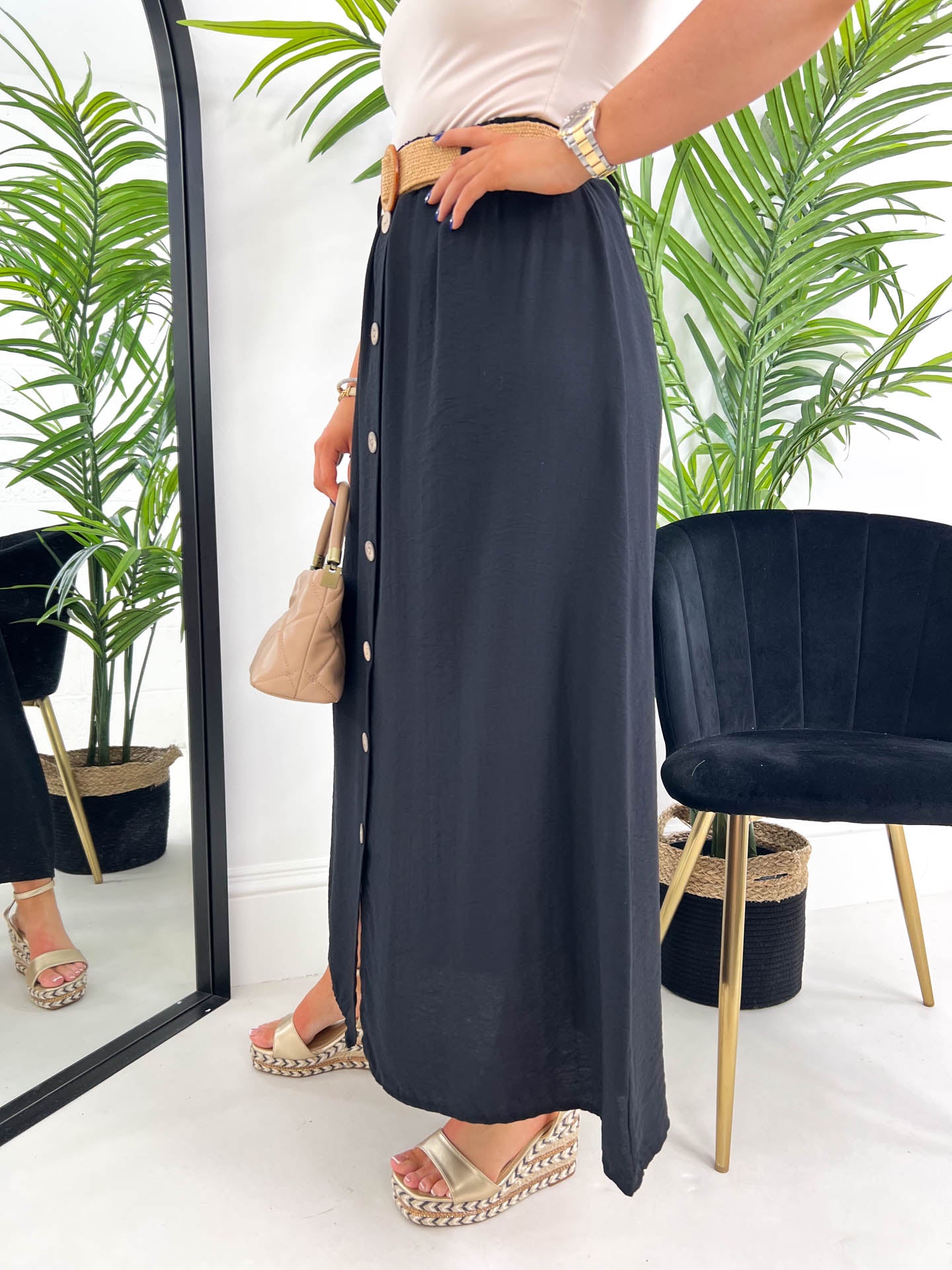 The Charlie - Maxi Skirt With Buckle Belt