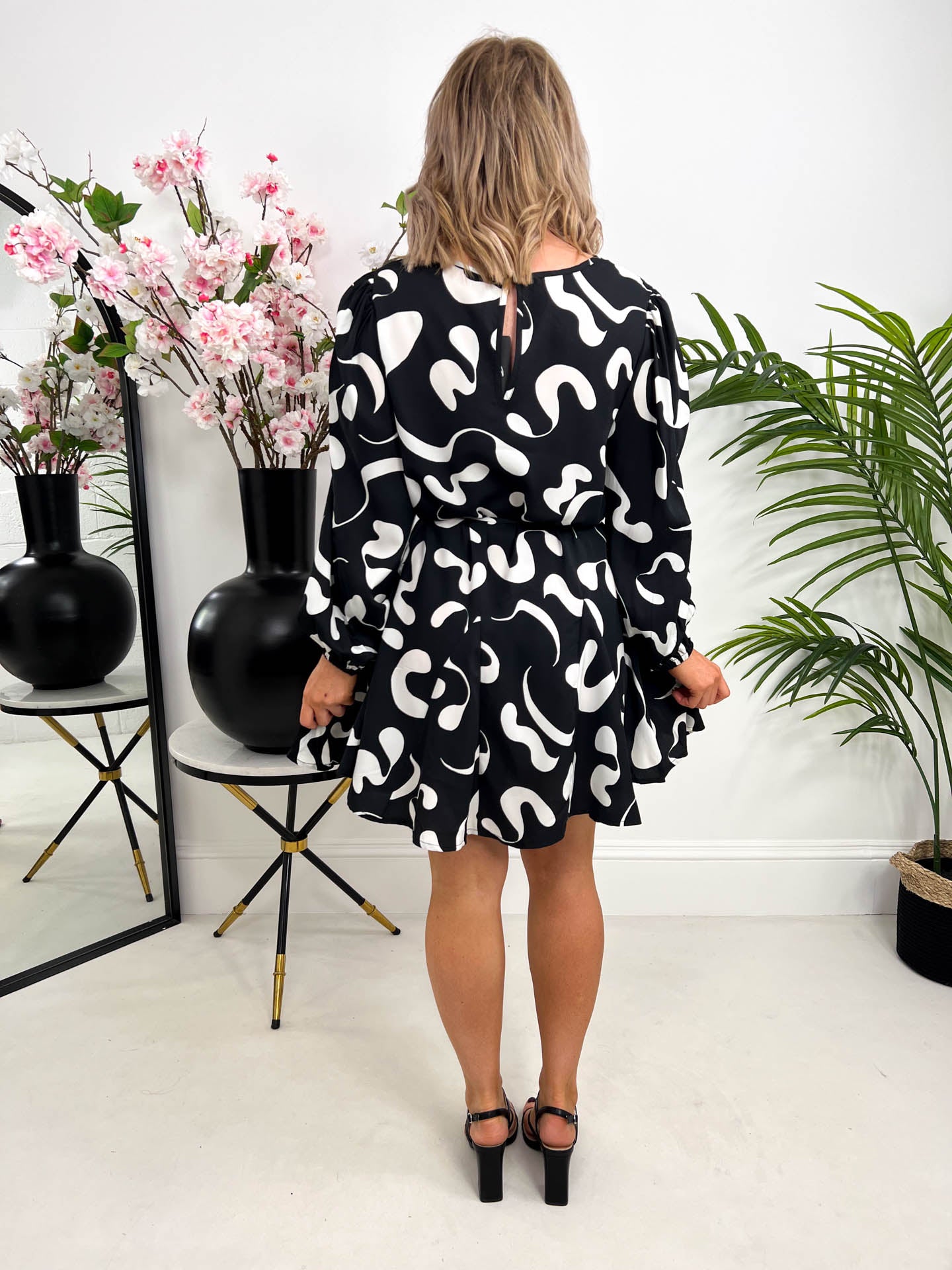 The Everleigh - Abstract Monochrome Mini Dress