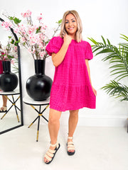 The Celine - Pink Puff Sleeve Dress