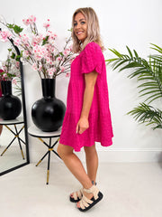 The Celine - Pink Puff Sleeve Dress