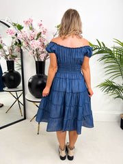 The Bethany - Tiered Ruched Midi Dress