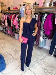 The Carrie - Navy Frill Jumpsuit