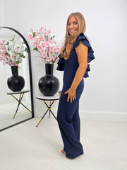 The Carrie - Navy Frill Jumpsuit