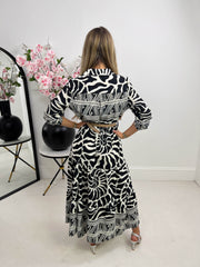 The Joyce - Abstract Print Maxi Dress With Belt