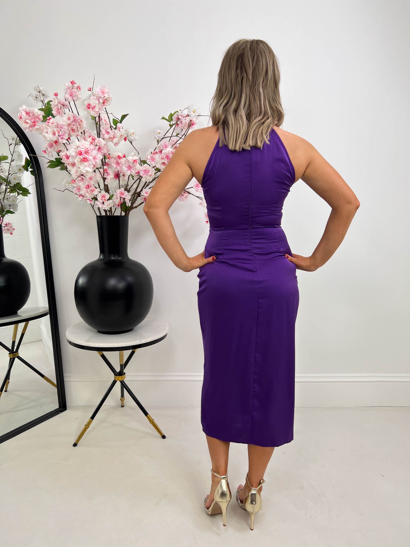 The Catia - Purple Satin Midi Dress