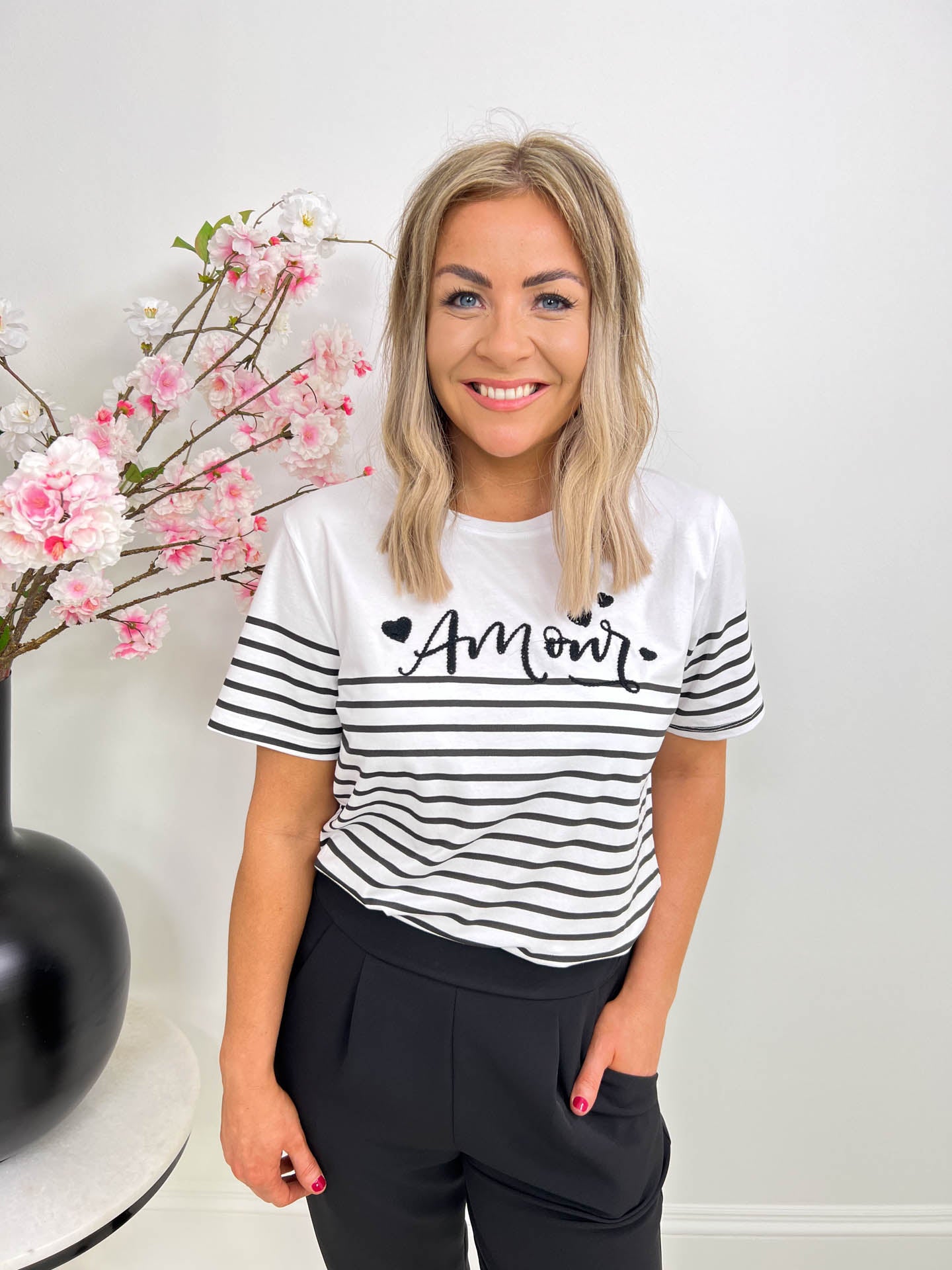 The Macie - Graphic Design Striped T-Shirt