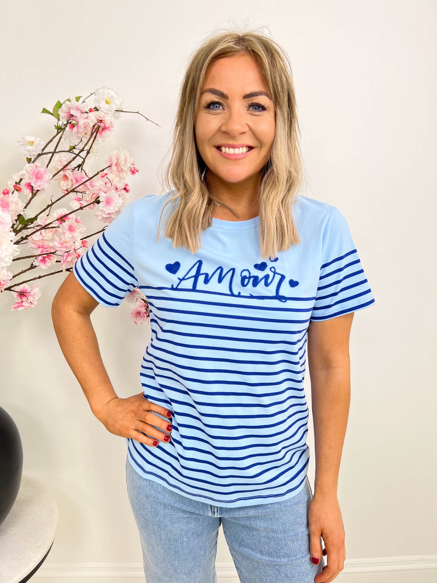 The Macie - Graphic Design Striped T-Shirt