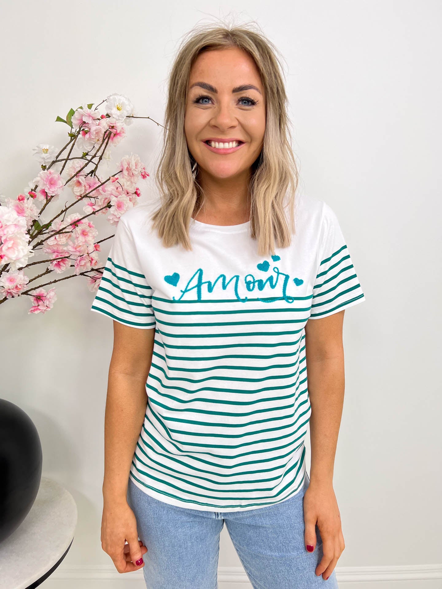 The Macie - Graphic Design Striped T-Shirt