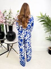 The Sonya - Blue Abstract Print Two Piece Set