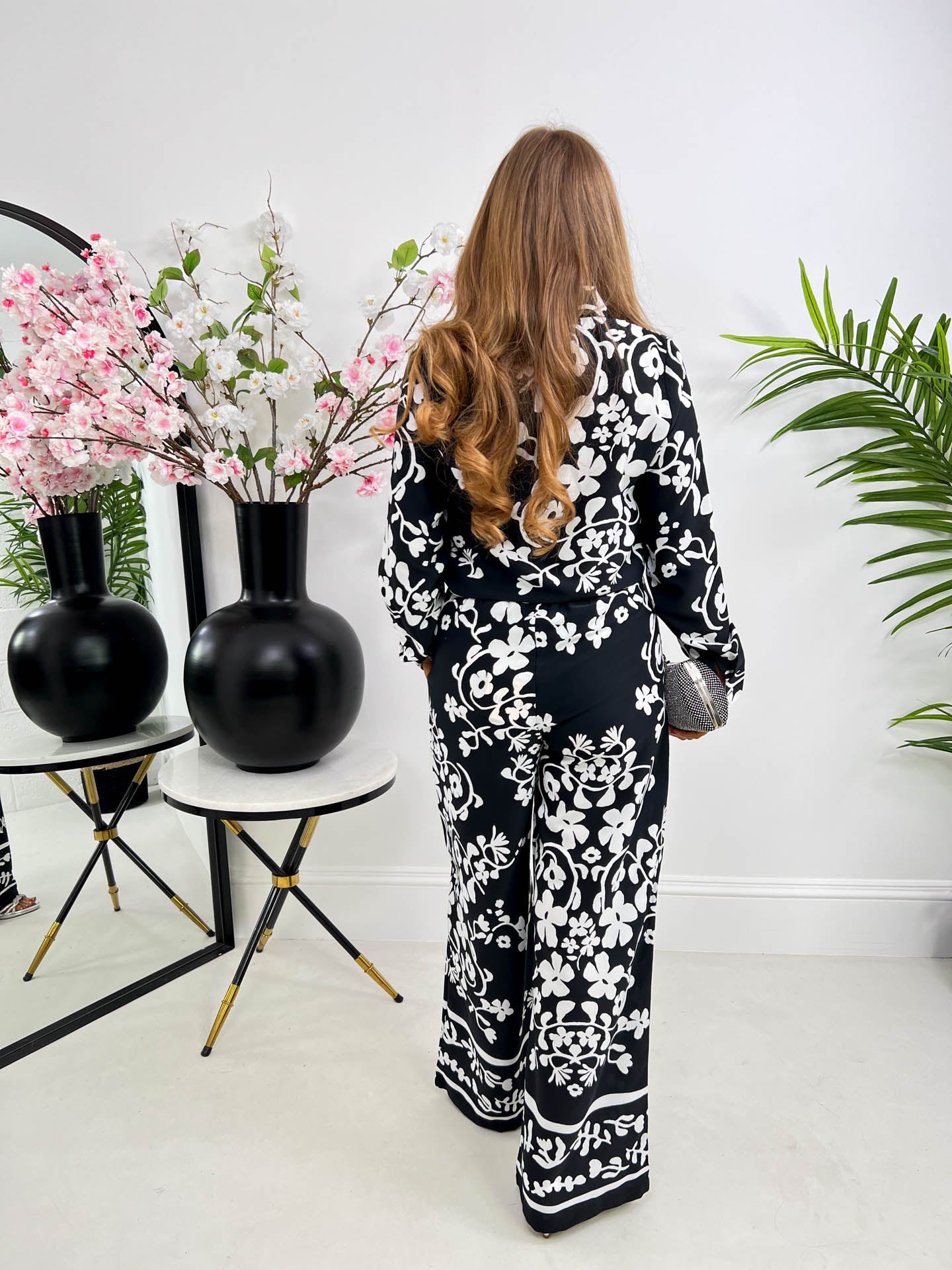 The Bella - Black and White Floral Two Piece Set