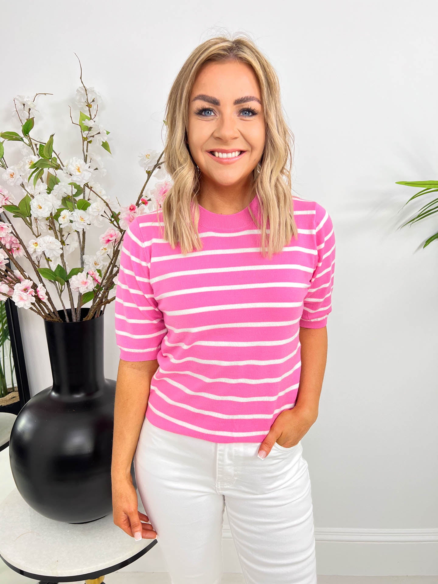 The Ellie - Striped Short Sleeve Knit