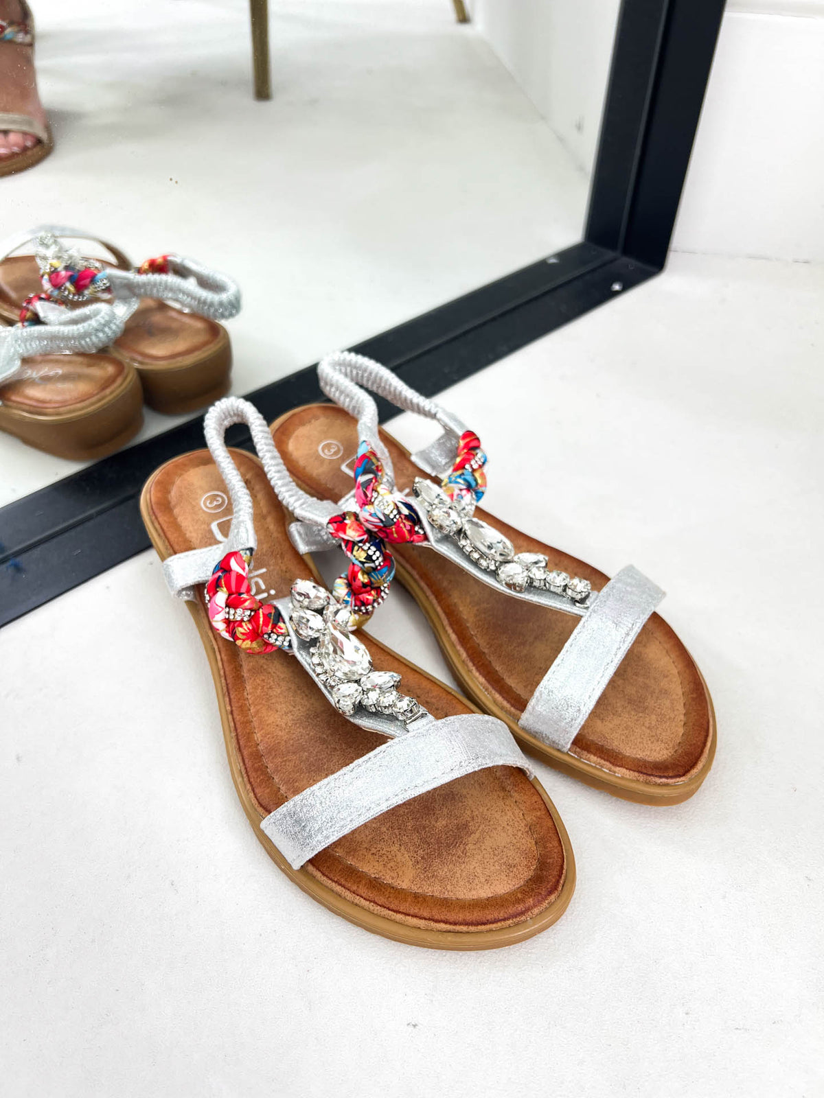 The Bennie - Crystal Braided Strap Sandal