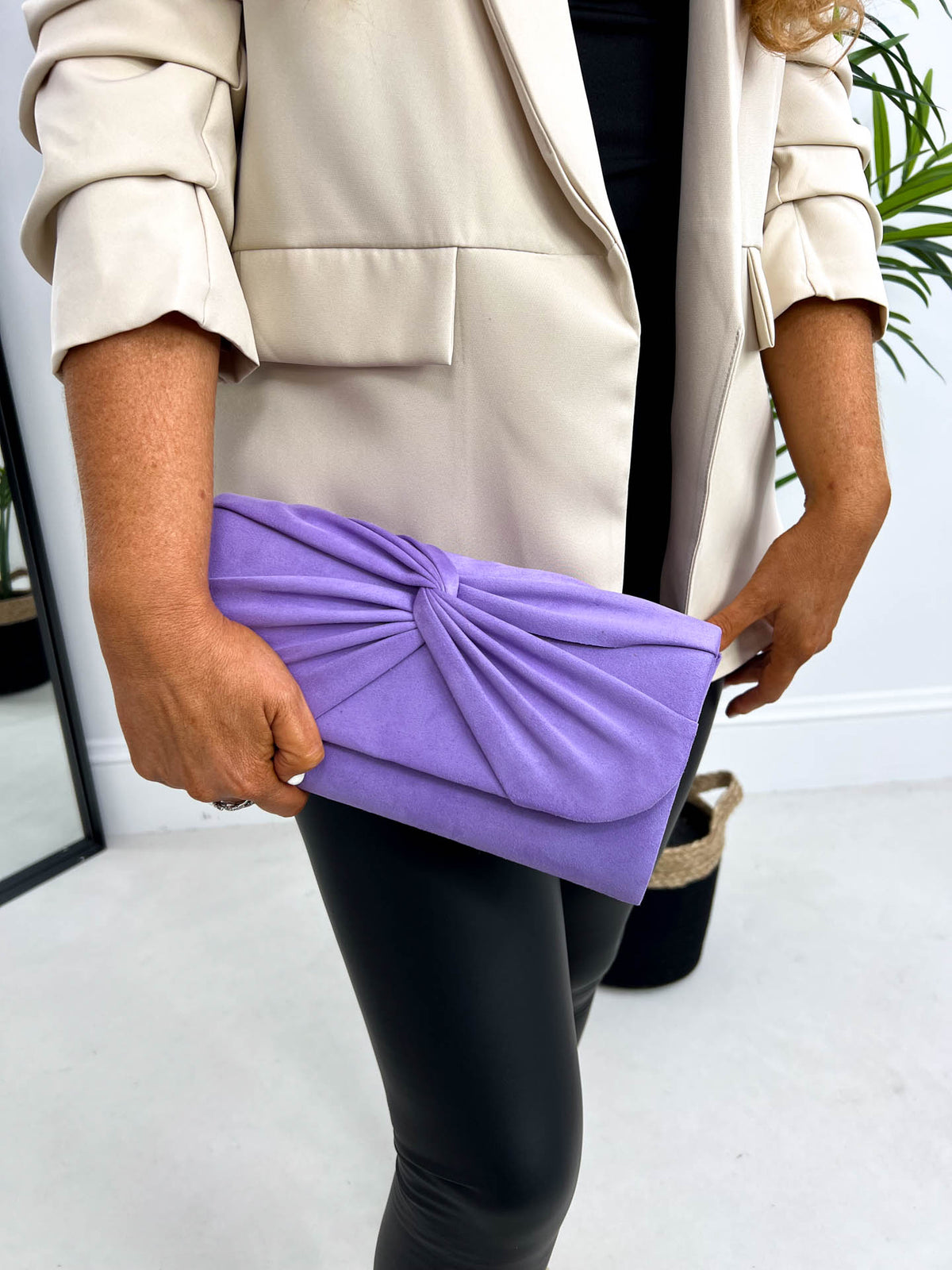 The Alyth - Suede Twisted Clutch