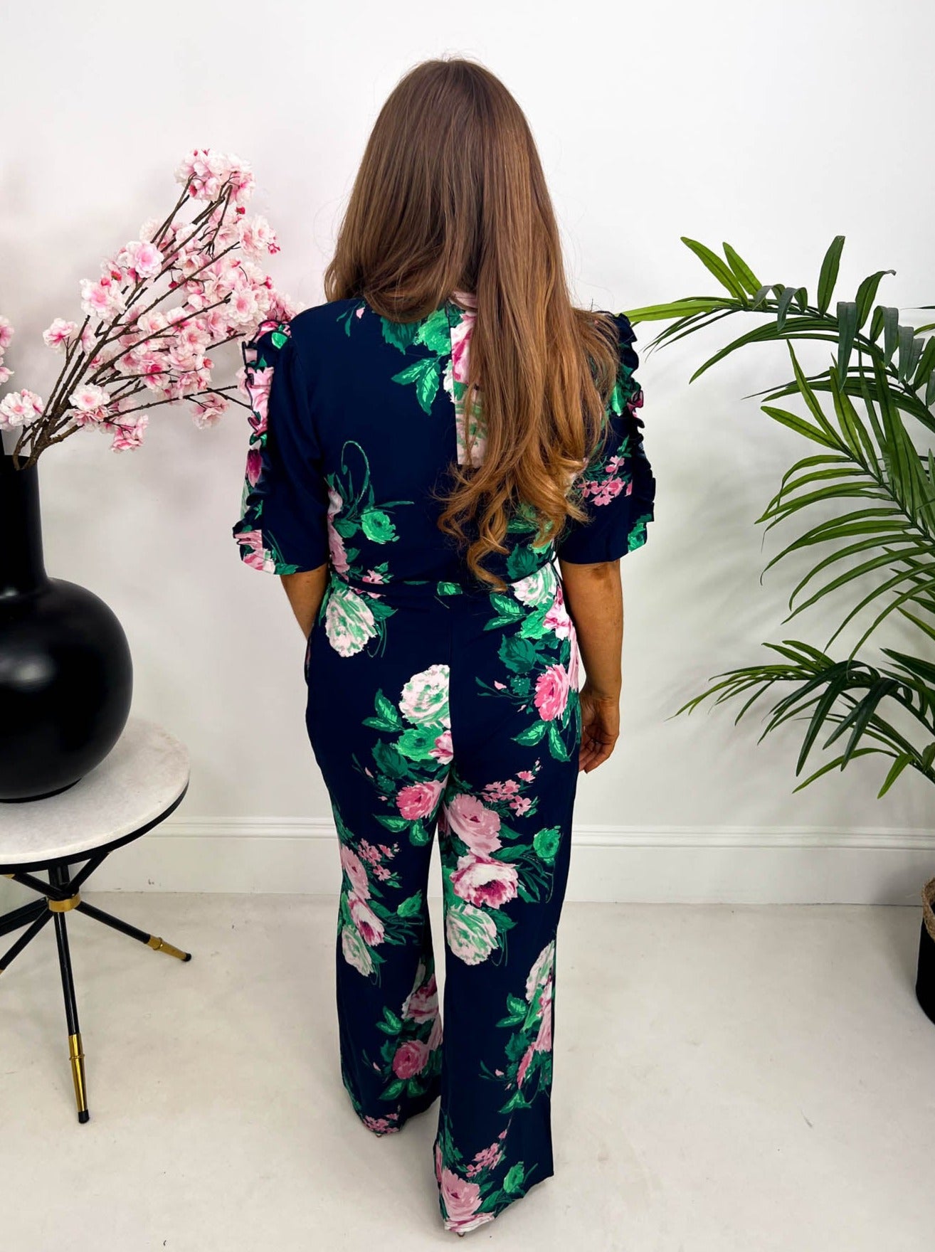 The Tonya - Navy Floral Print Maxi Jumpsuit