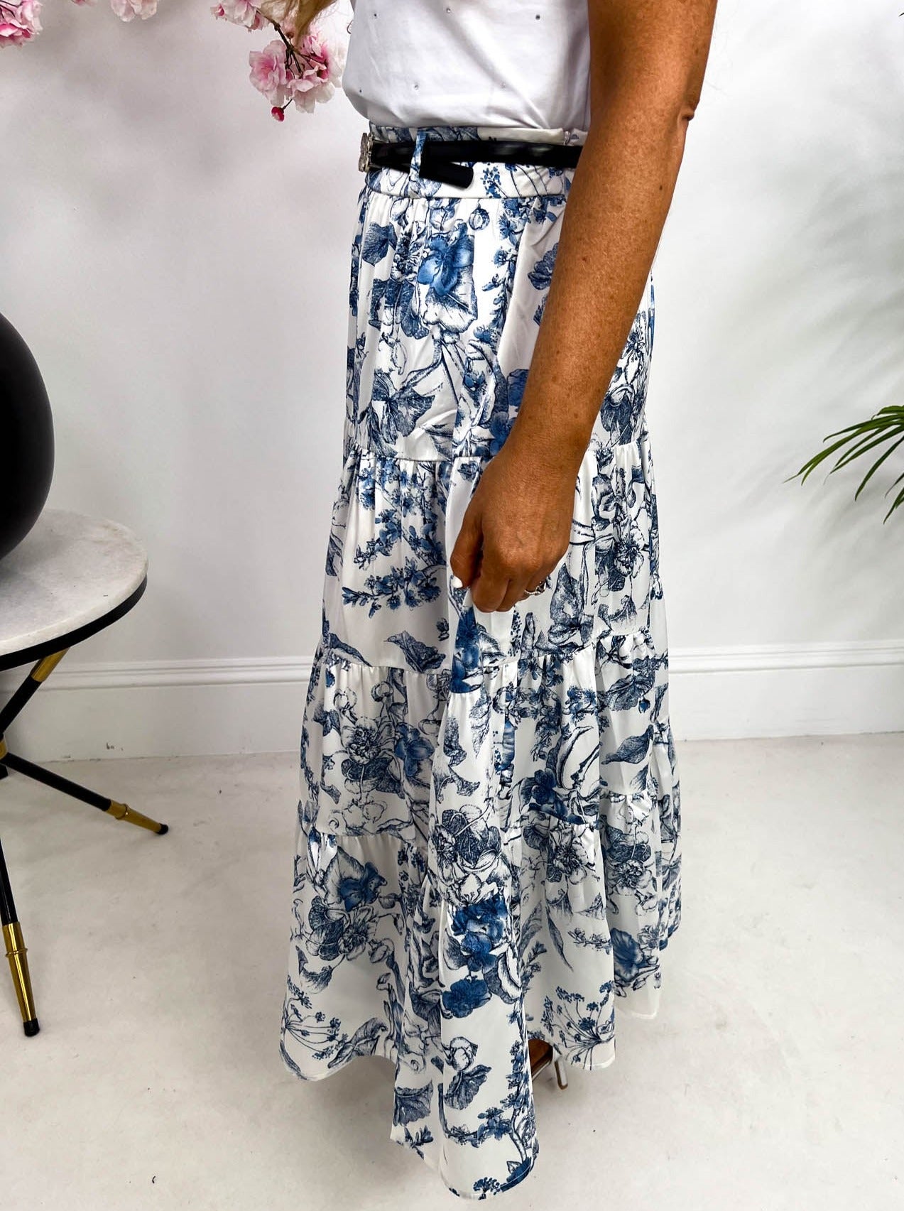 The Lucia - Floral Print Tiered Maxi Skirt